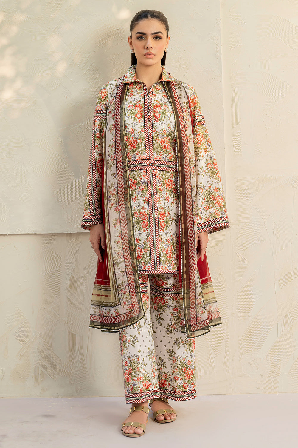 Jazmin 3 Piece Custom Stitched Suit - Beige - LB30338