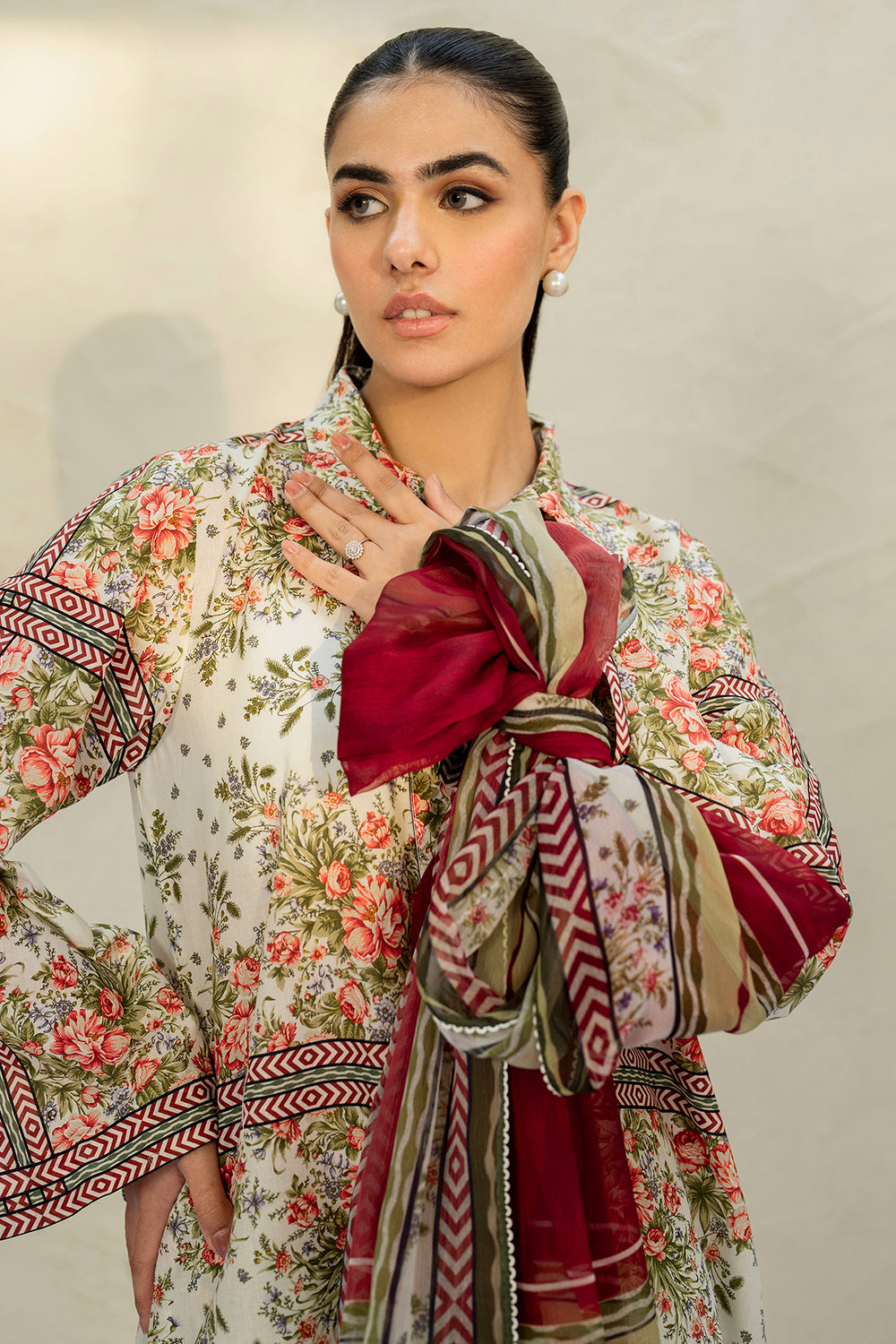 Jazmin 3 Piece Custom Stitched Suit - Beige - LB30338