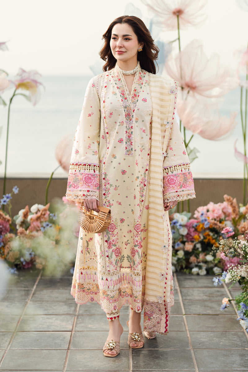 Qalamkar 3 Piece Custom Stitched Suit - Beige - LB29118