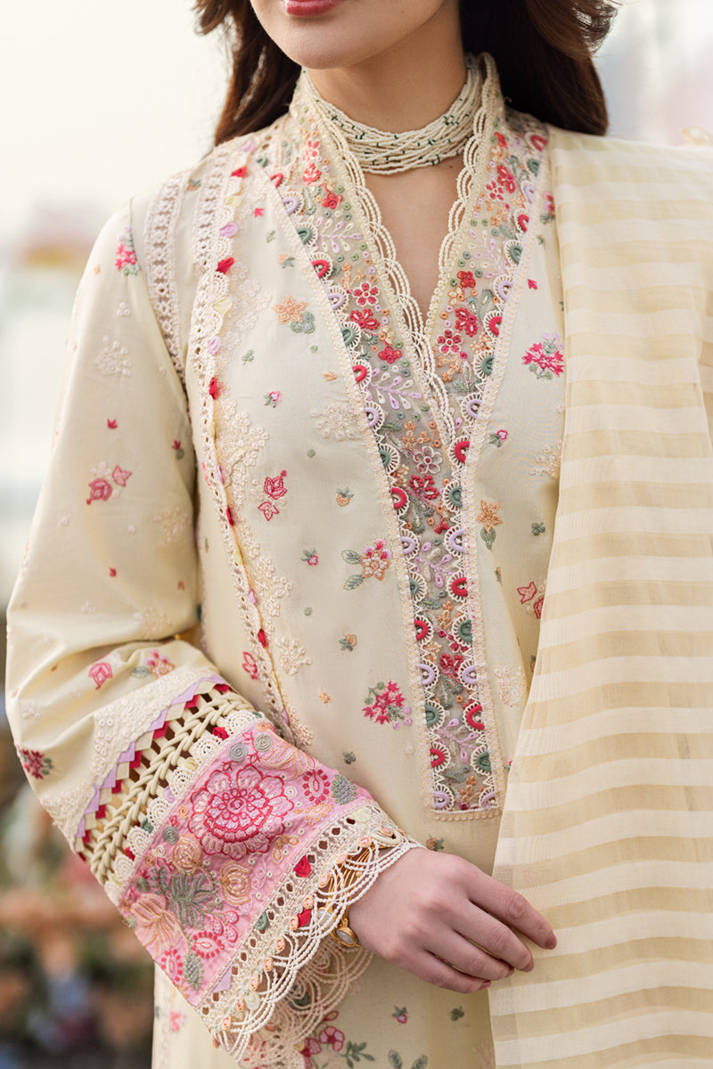 Qalamkar 3 Piece Custom Stitched Suit - Beige - LB29118