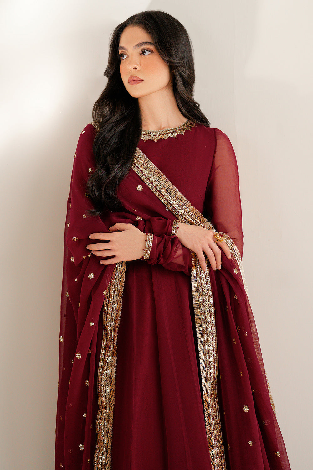 Jazmin 3 Piece Custom Stitched Suit - Maroon - LB30666