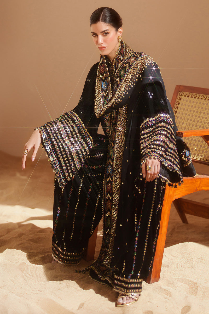 Jazmin 3 Piece Custom Stitched Suit - Black - LB31063