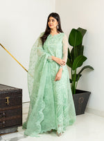 Libasco Zainab Chottani 3 Piece Custom Stitched Suit - Green - LB288923