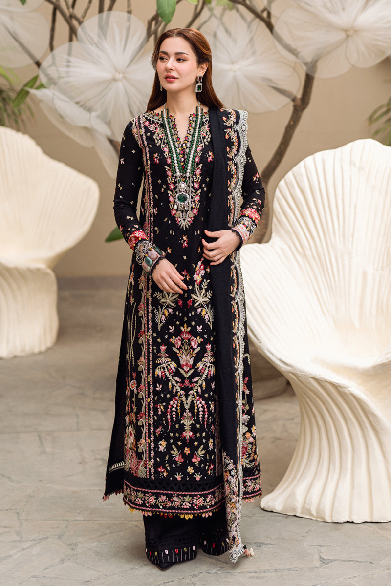 Qalamkar 3 Piece Custom Stitched Suit - Black - LB29125