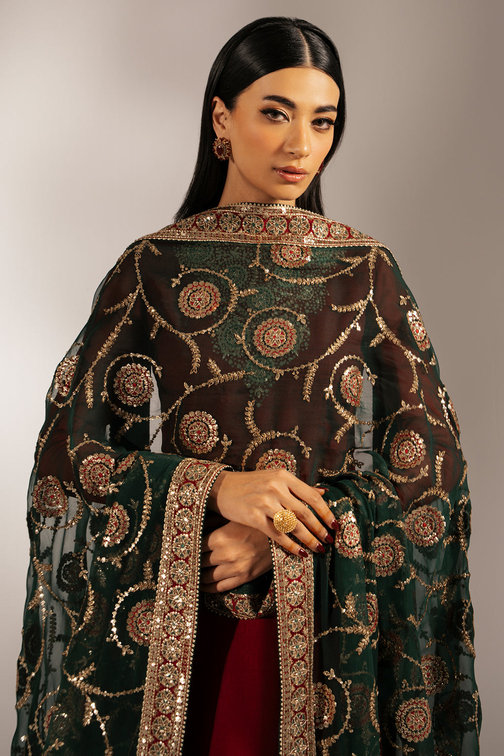 Jazmin 3 Piece Custom Stitched Suit - Red - LB30652
