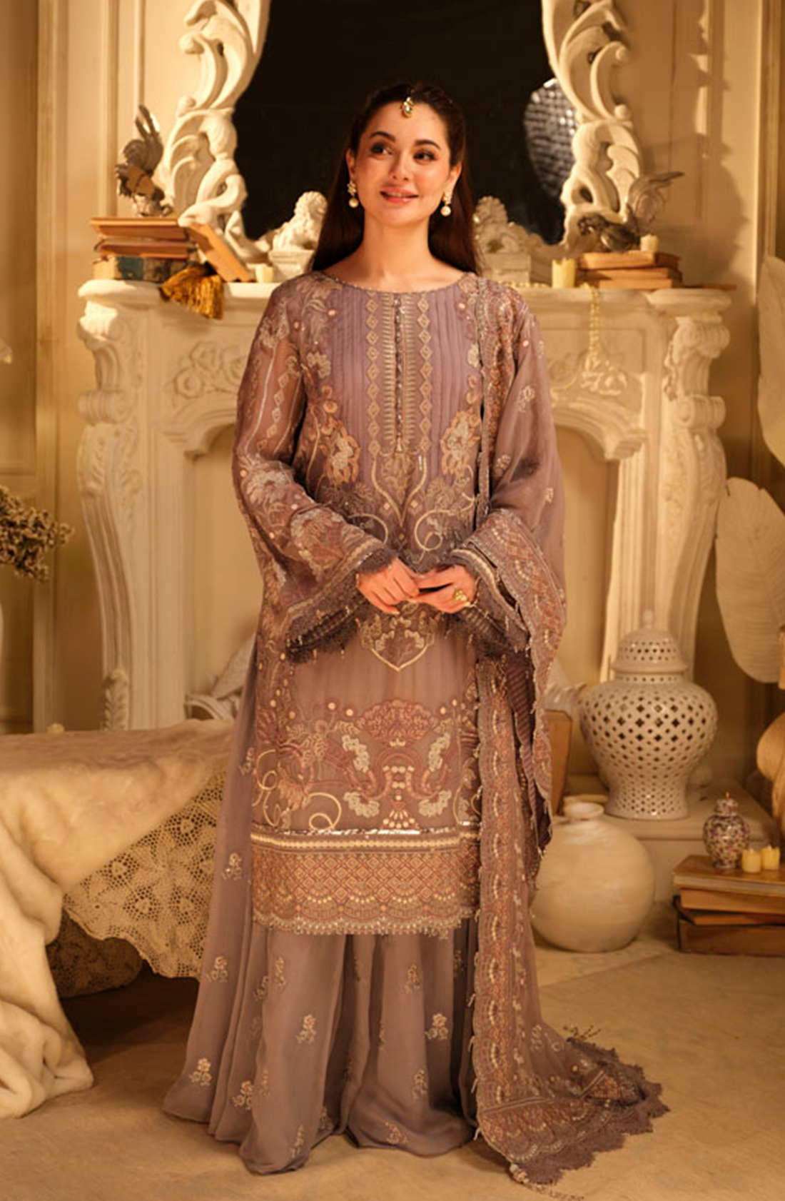 HSY 3 Piece Custom Stitched Suit - Purple - LB287303