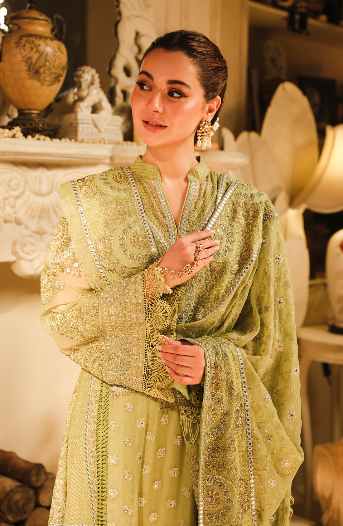 HSY 3 Piece Custom Stitched Suit - Green - LB287306