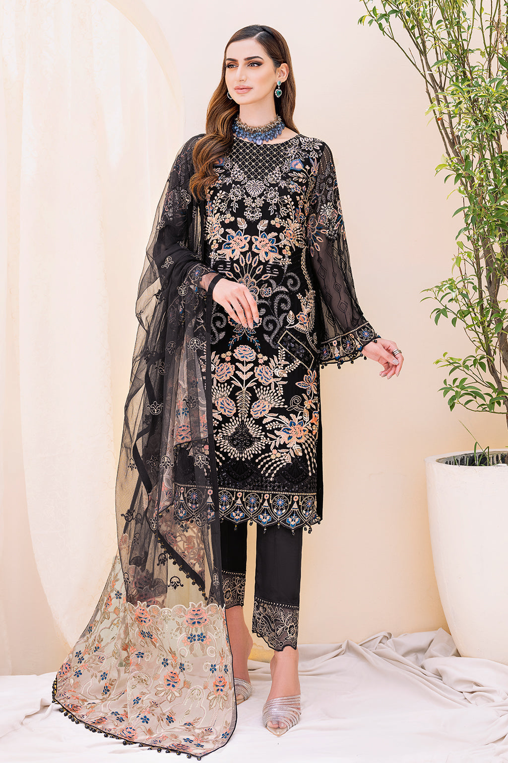 Ramsha 3 Piece Custom Stitched Suit - Black - LB26816