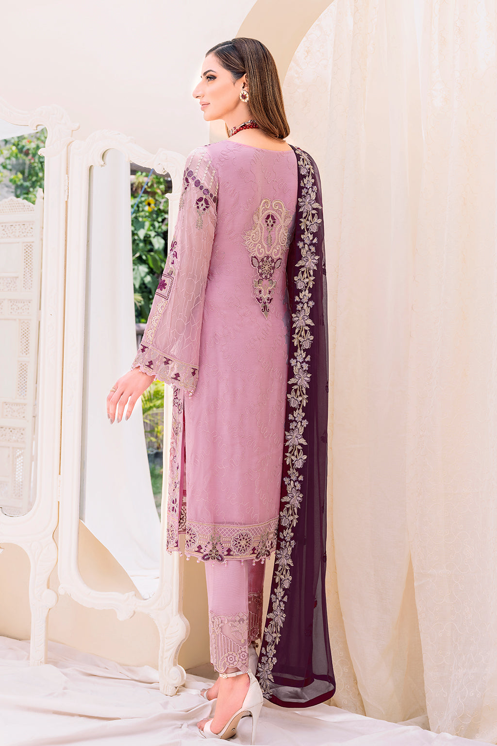 Ramsha 3 Piece Custom Stitched Suit - Purple - LB26817