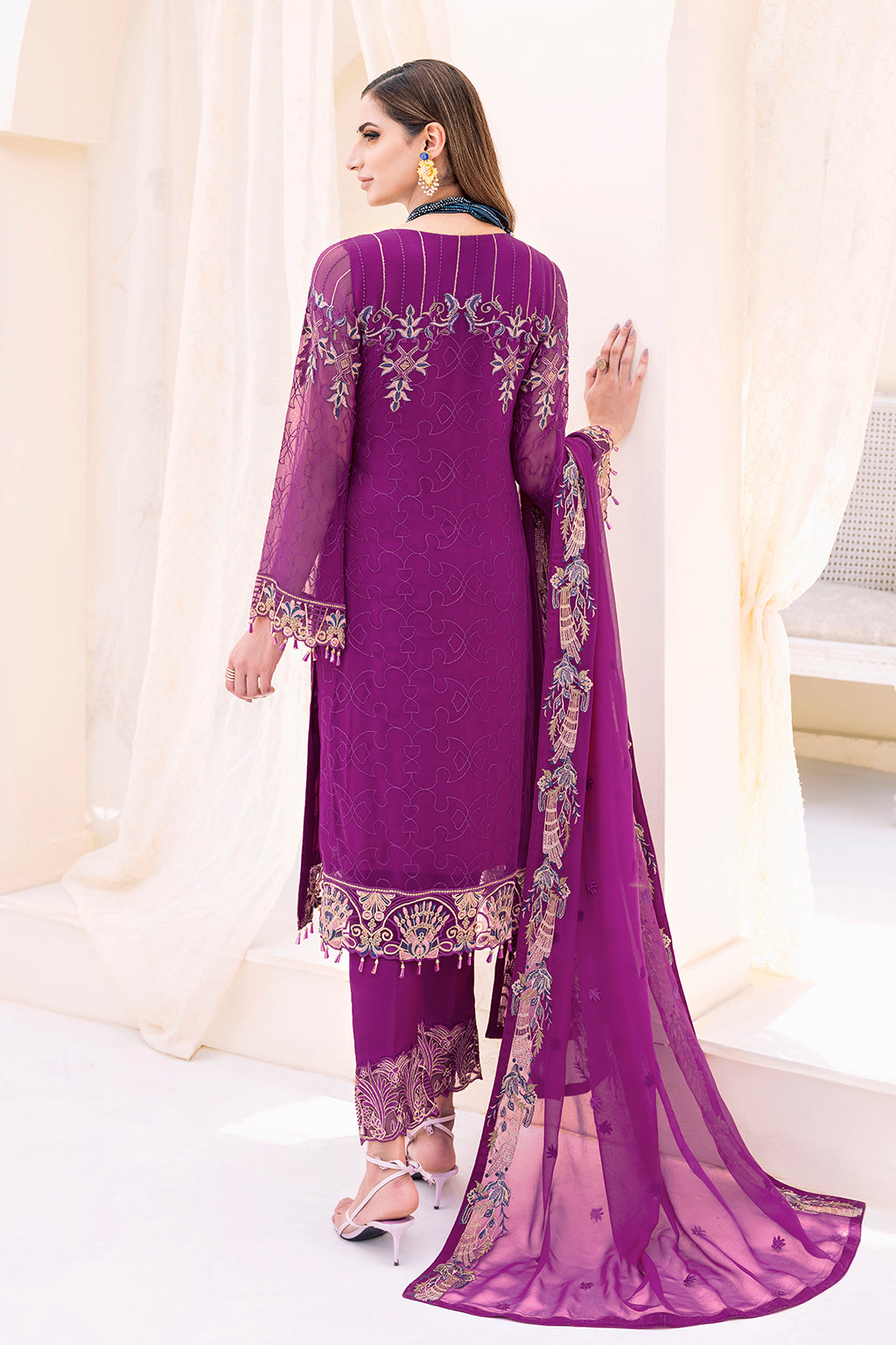 Ramsha 3 Piece Custom Stitched Suit - Purple - LB26819