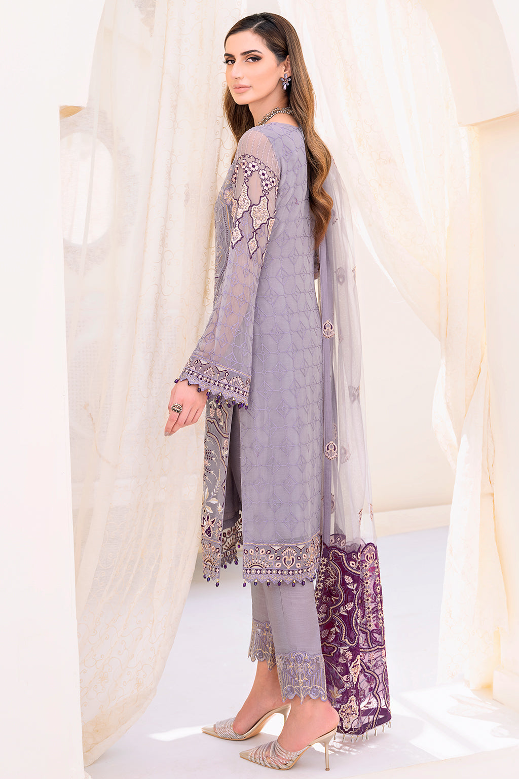 Ramsha 3 Piece Custom Stitched Suit - Purple - LB26821