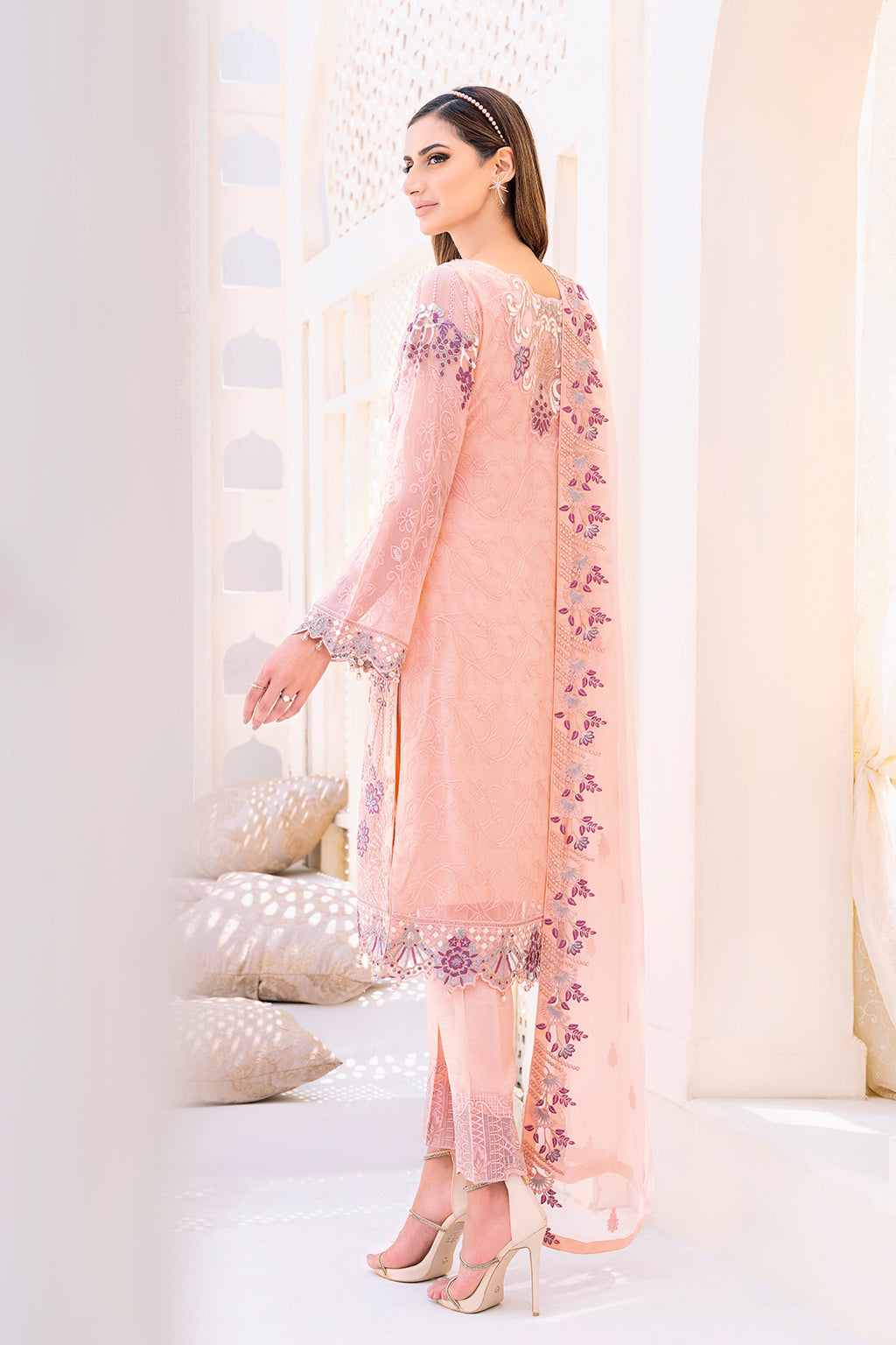 Ramsha 3 Piece Custom Stitched Suit - Pink - LB26824