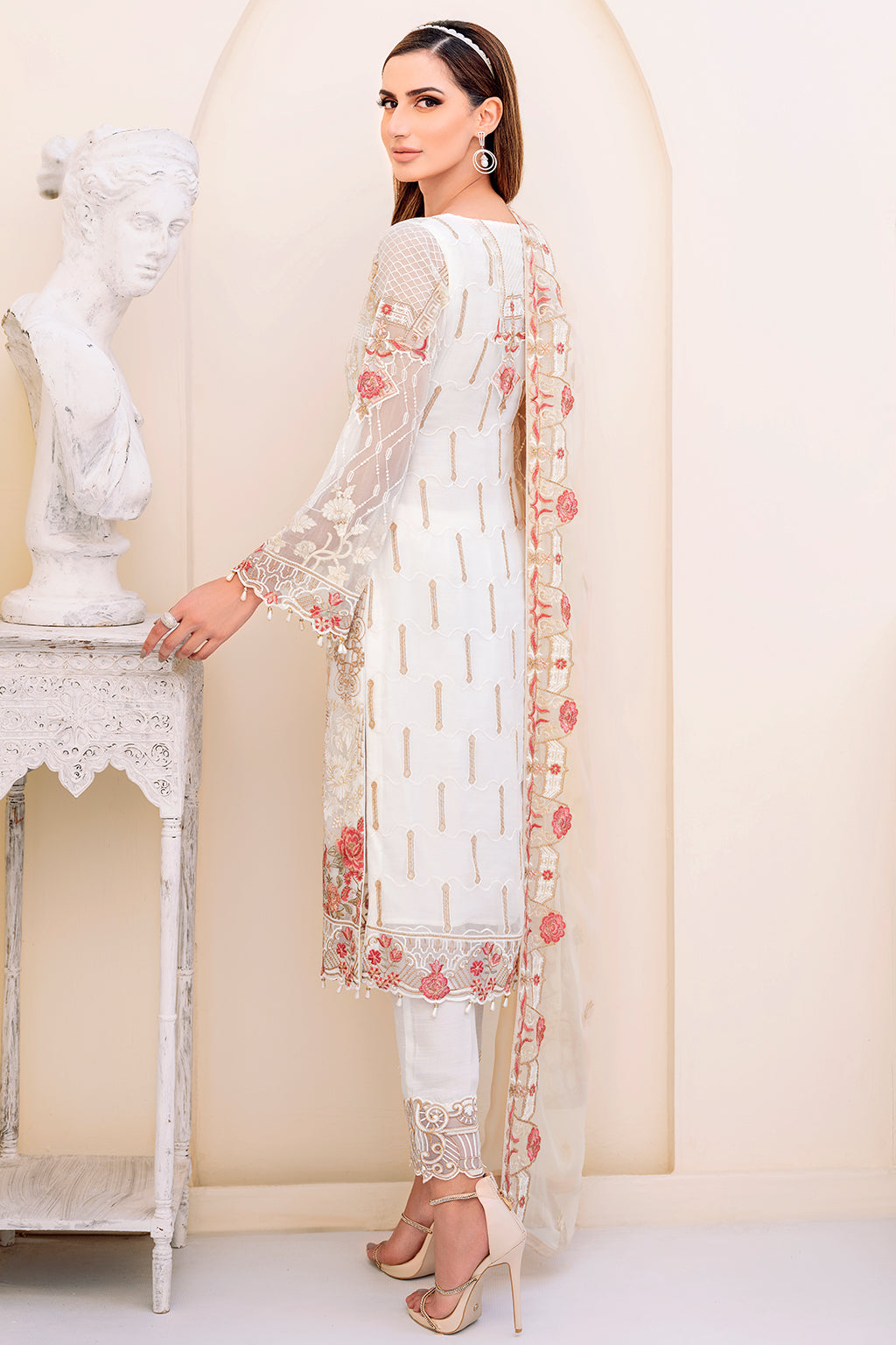 Ramsha 3 Piece Custom Stitched Suit - White - LB26823