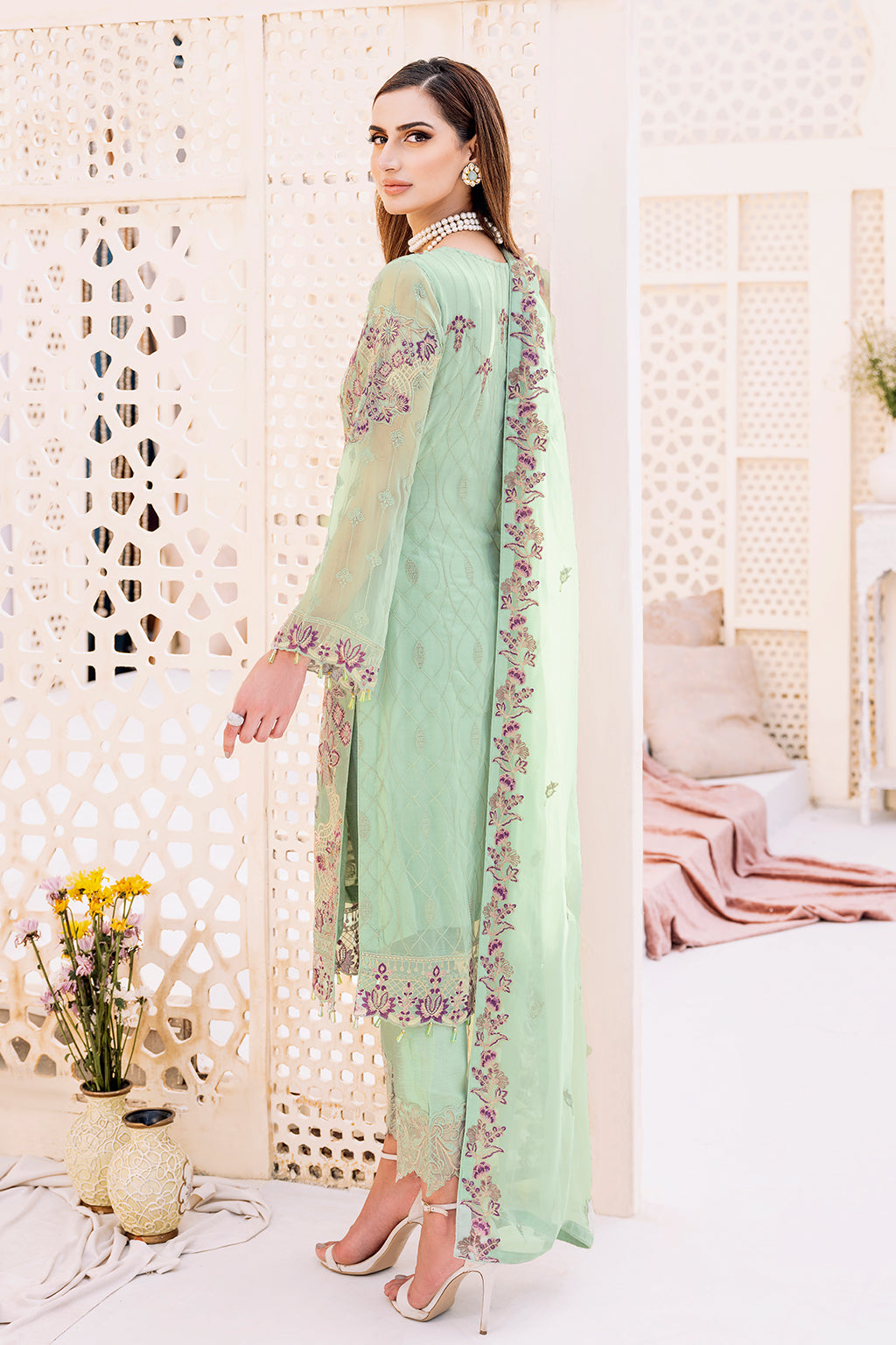 Ramsha 3 Piece Custom Stitched Suit - Green - LB26822