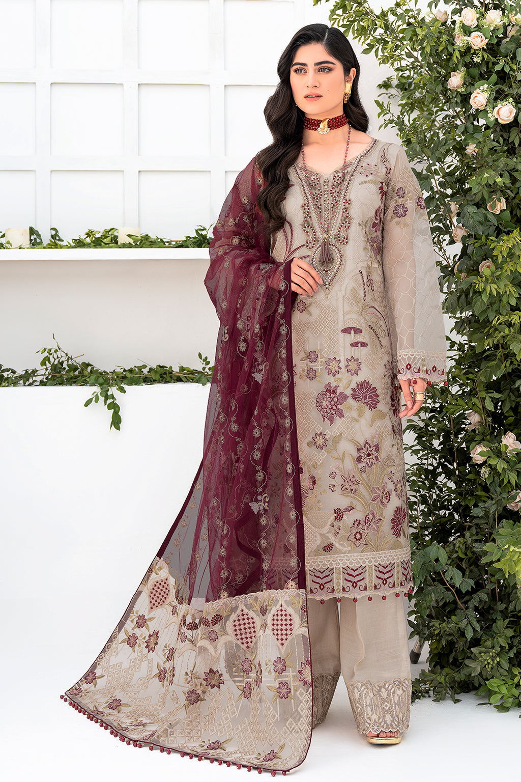 Ramsha 3 Piece Custom Stitched Suit - Brown - LB26825