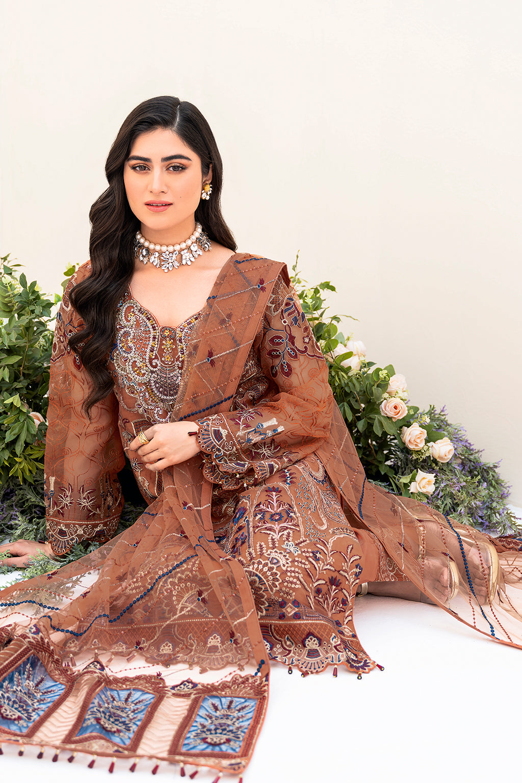 Ramsha 3 Piece Custom Stitched Suit - Brown - LB26827