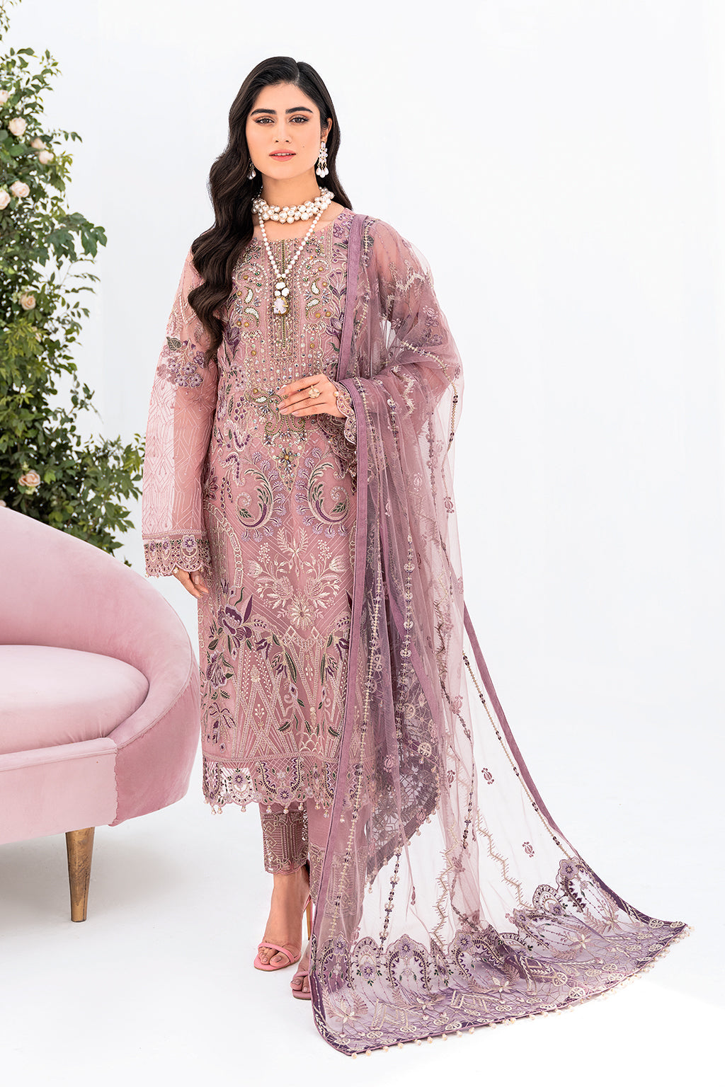 Ramsha 3 Piece Custom Stitched Suit - Purple - LB26840