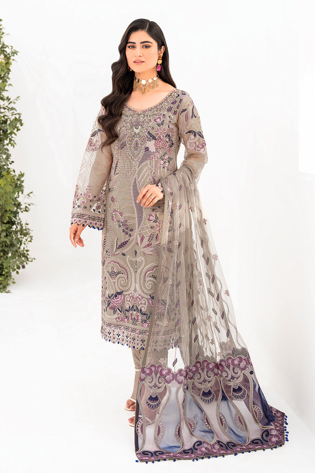 Ramsha 3 Piece Custom Stitched Suit - Gray - LB26828