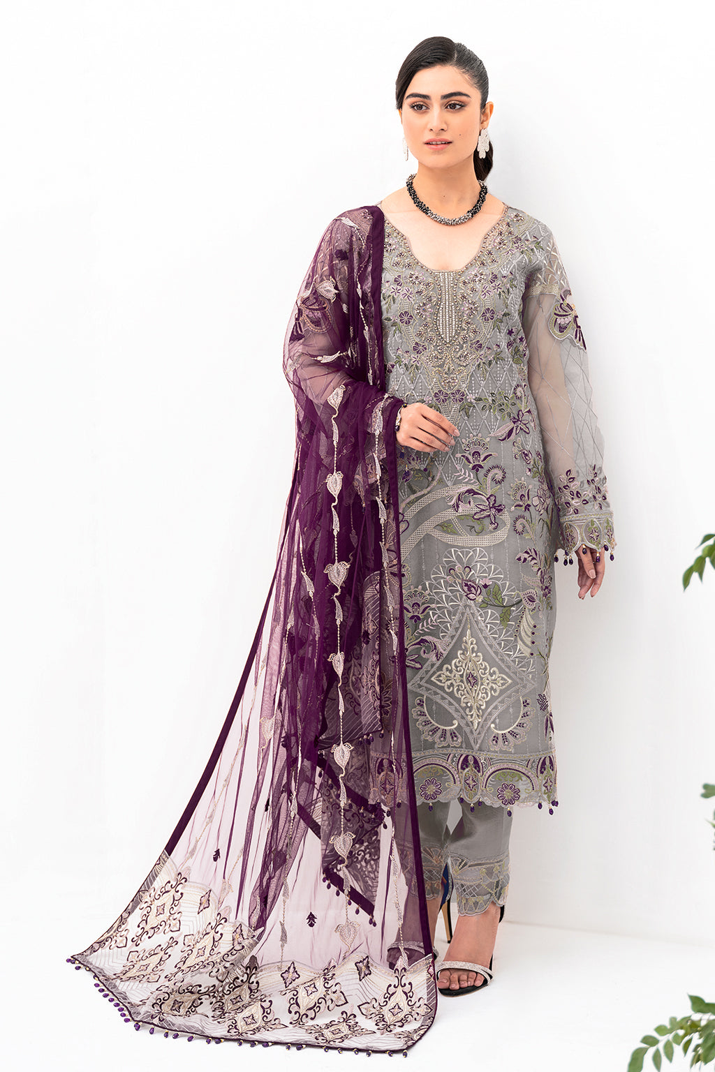 Ramsha 3 Piece Custom Stitched Suit - Gray - LB26843