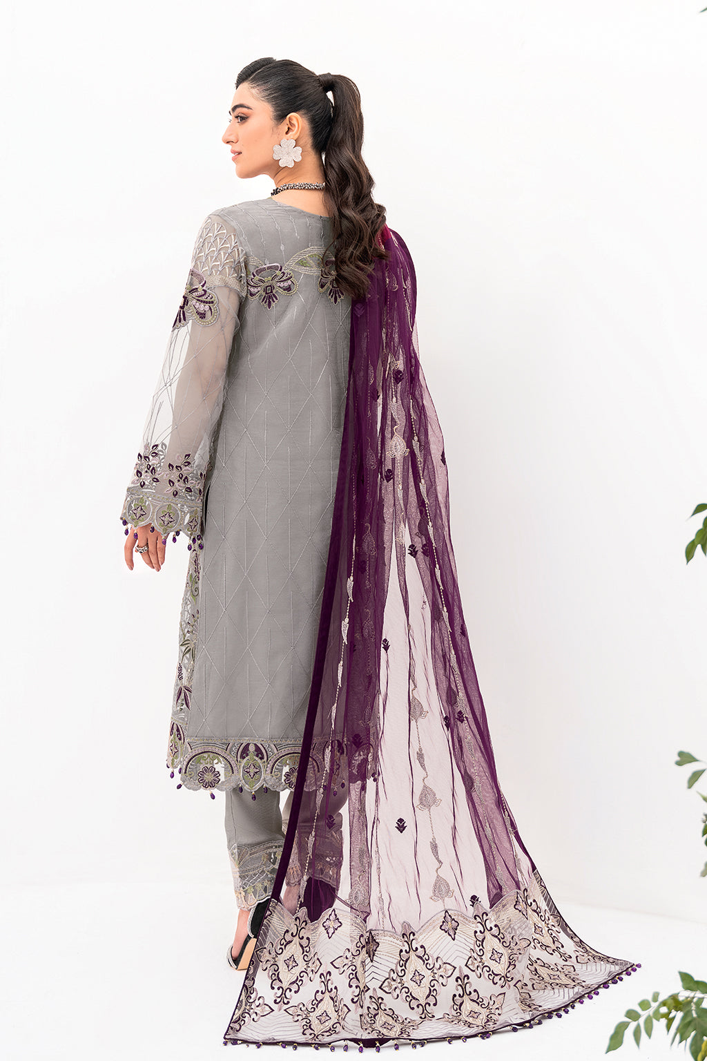 Ramsha 3 Piece Custom Stitched Suit - Gray - LB26843