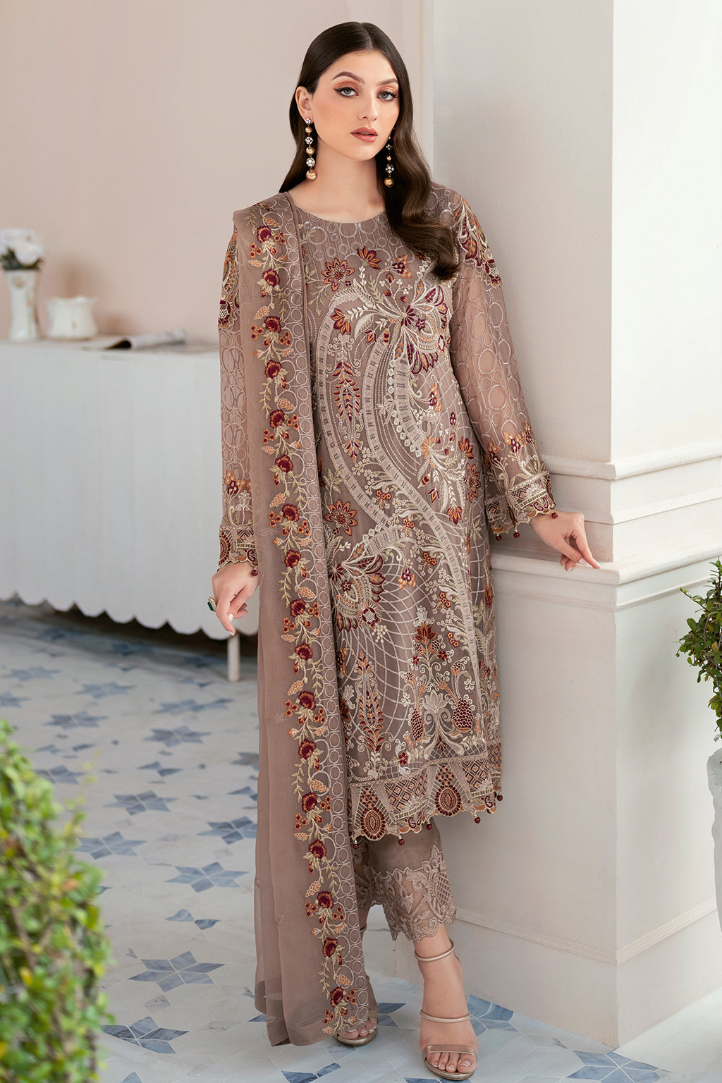 Ramsha 3 Piece Custom Stitched Suit - Brown - LB27704