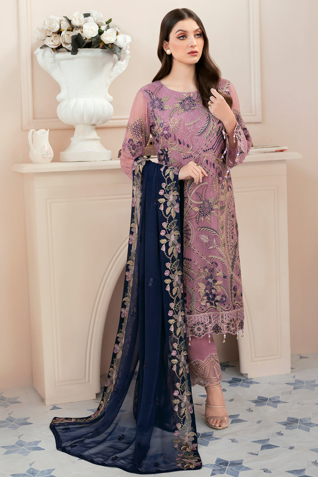 Ramsha 3 Piece Custom Stitched Suit - Purple - LB27730