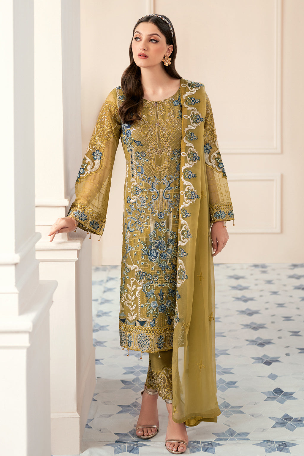 Ramsha 3 Piece Custom Stitched Suit - Yellow - LB27734