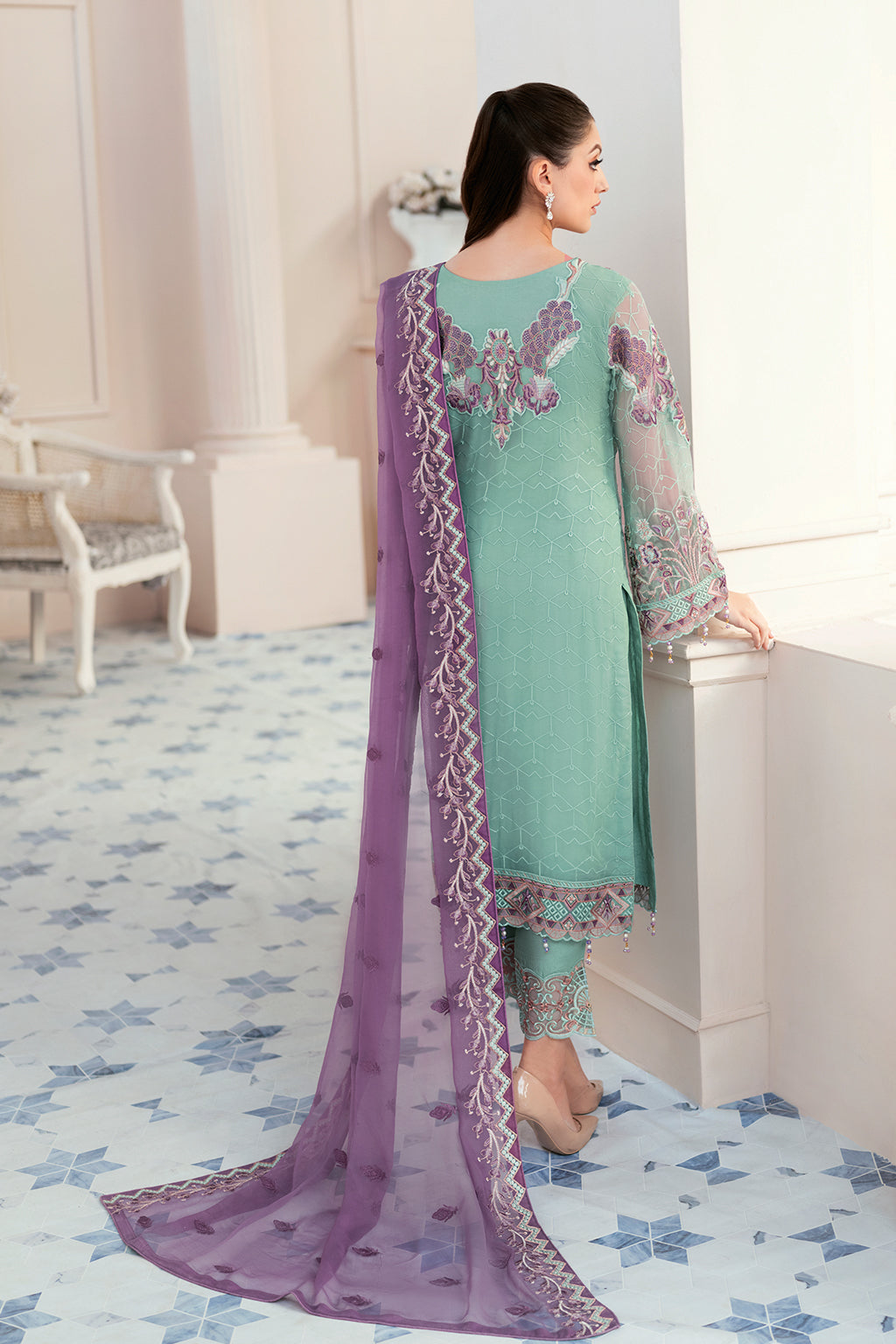 Ramsha 3 Piece Custom Stitched Suit - Green - LB27735