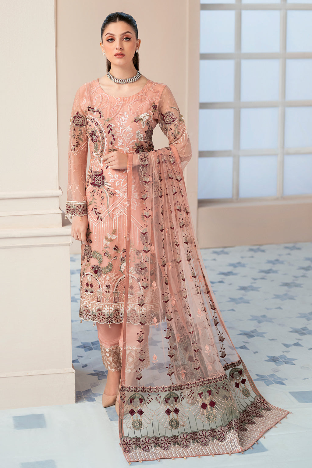 Ramsha 3 Piece Custom Stitched Suit - Pink - LB27702