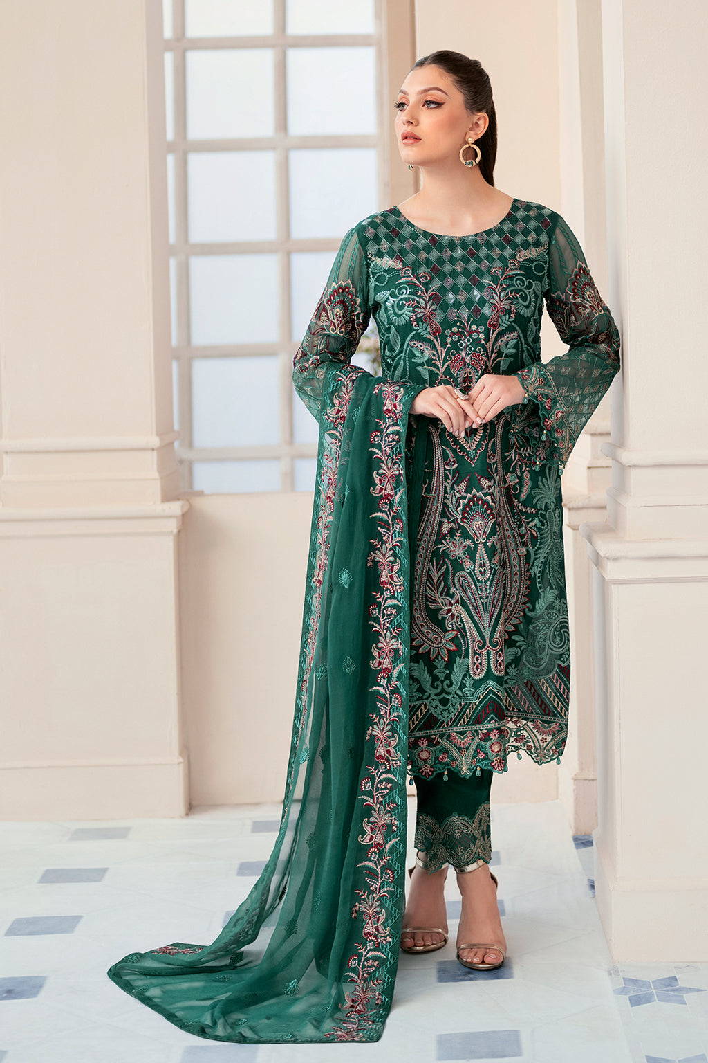 Ramsha 3 Piece Custom Stitched Suit - Green - LB27705