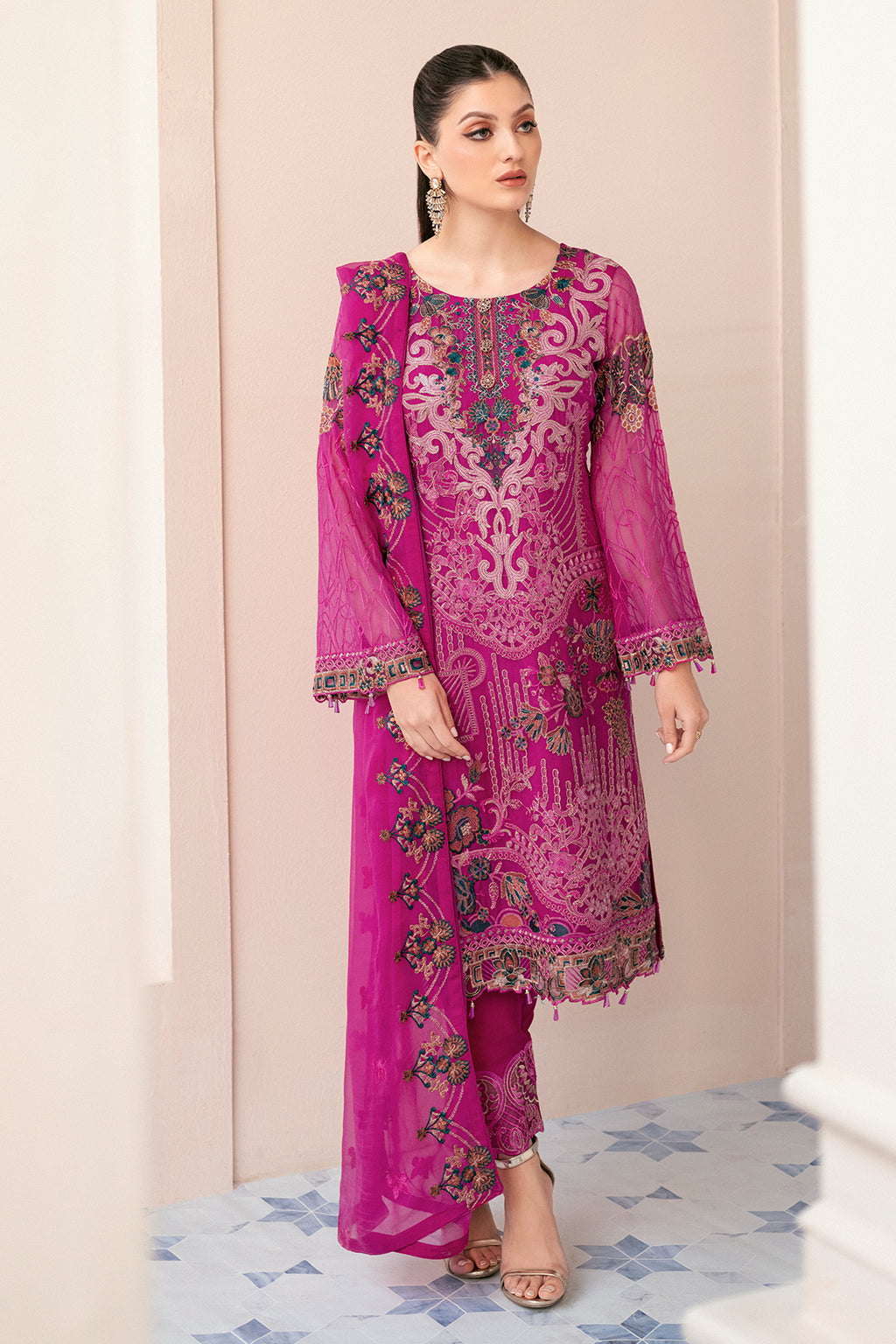 Ramsha 3 Piece Custom Stitched Suit - Purple - LB27708