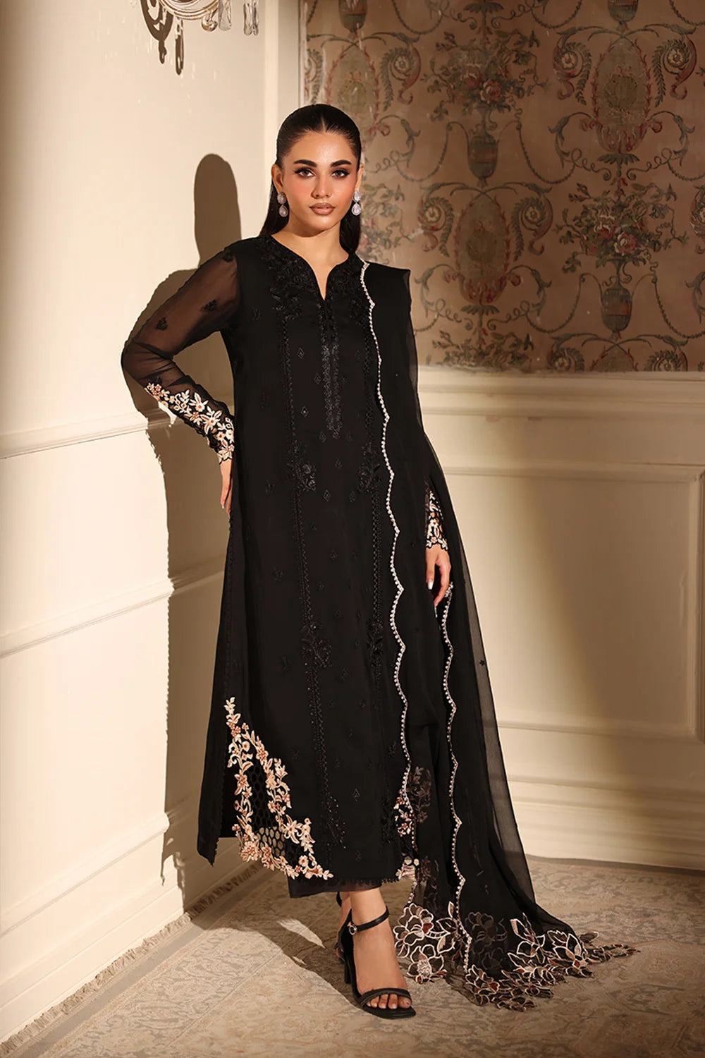 Azure 3 Piece Custom Stitched Suit - Black - LB30974