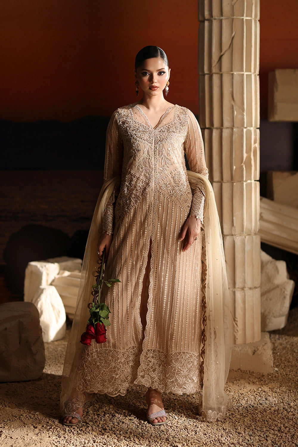 Azure 3 Piece Custom Stitched Suit - Beige - LB31080