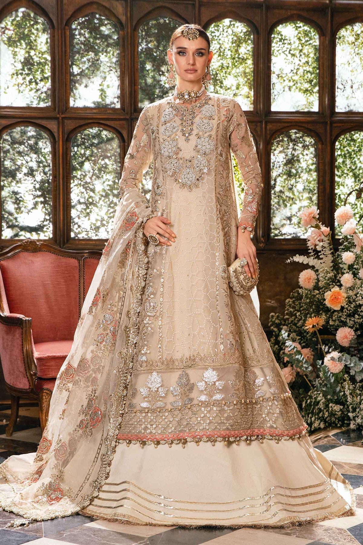 Maria.B 3 Piece Custom Stitched Suit - Beige - LB286697