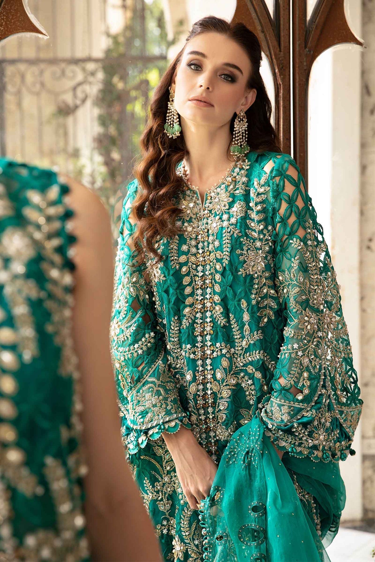 Maria.B 2 Piece Custom Stitched Suit - Green - LB286702