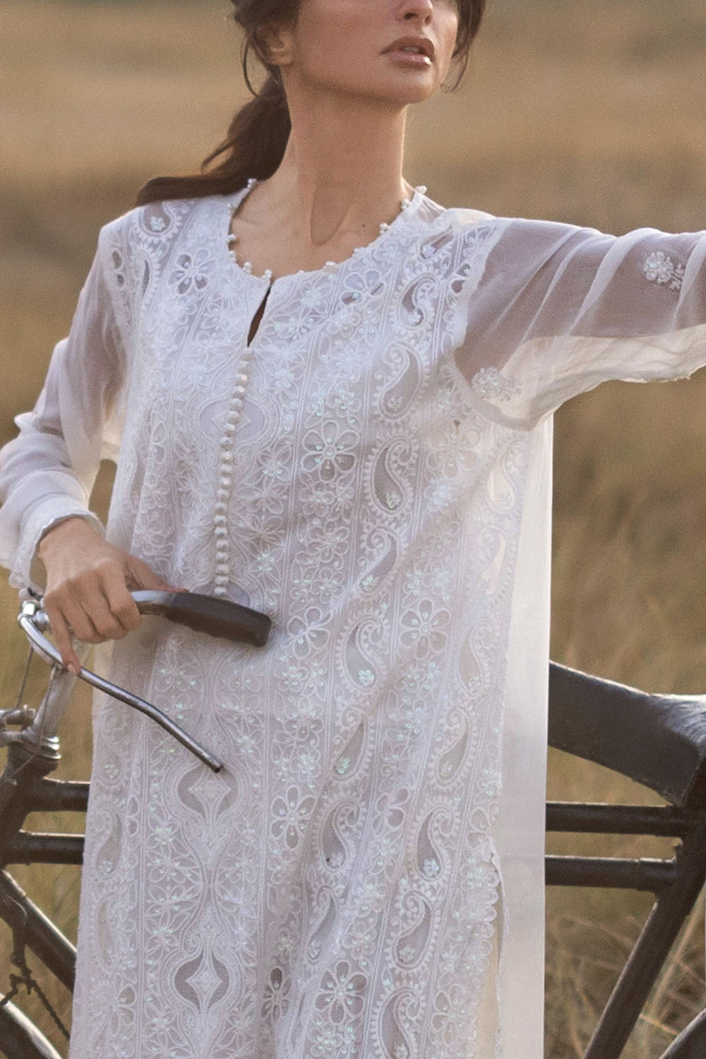 Gul Ahmed 3 Piece Custom Stitched Suit - Off-White - LB31184