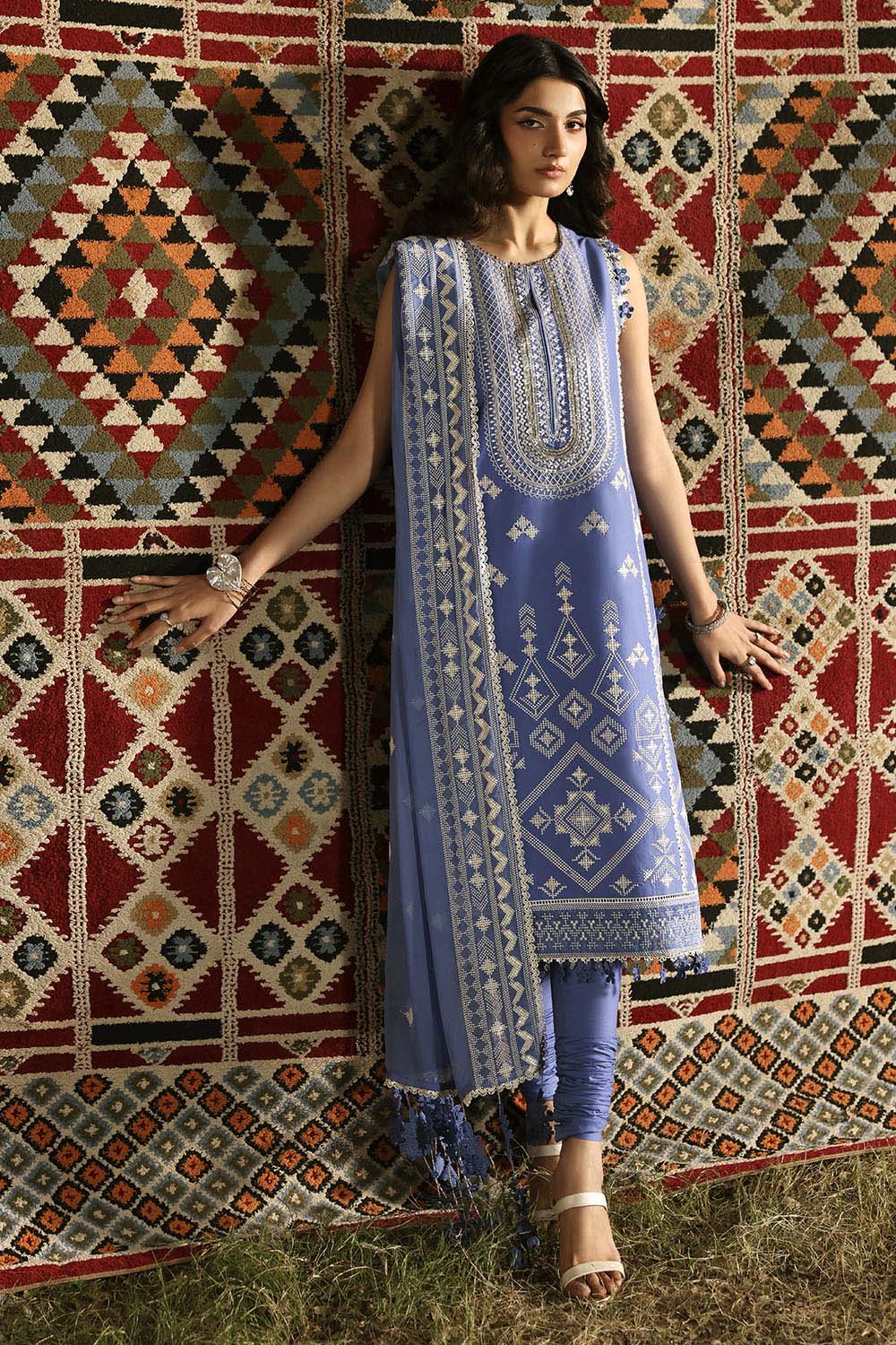 Gul Ahmed 3 Piece Custom Stitched Suit - Blue - LB31192