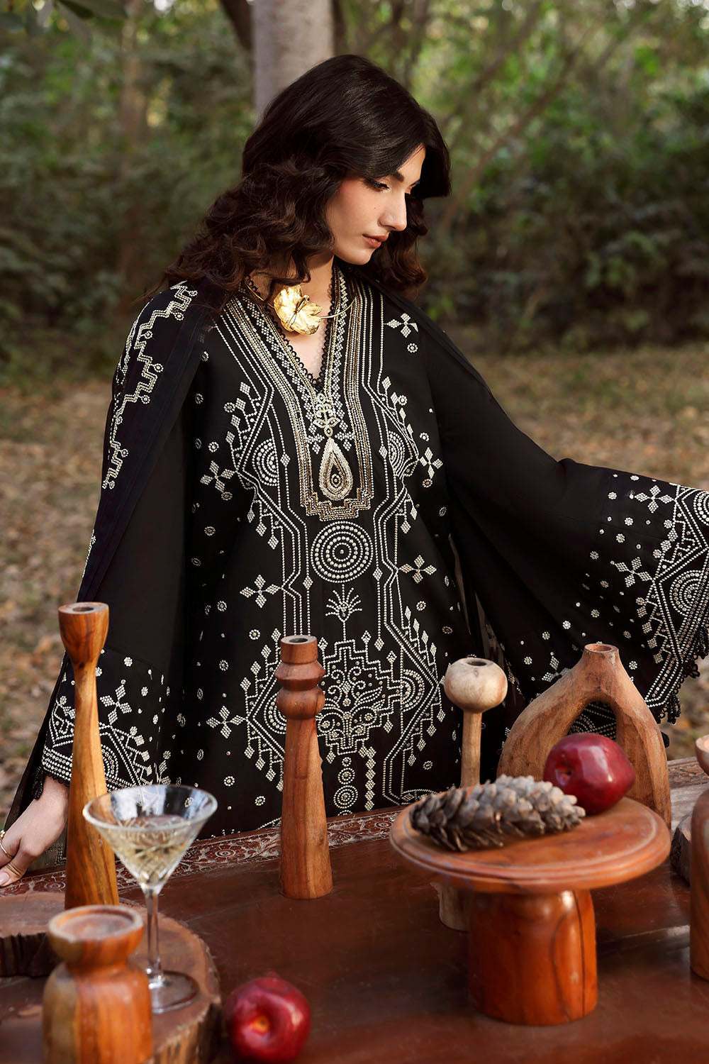 Gul Ahmed 3 Piece Custom Stitched Suit - Black - LB31189