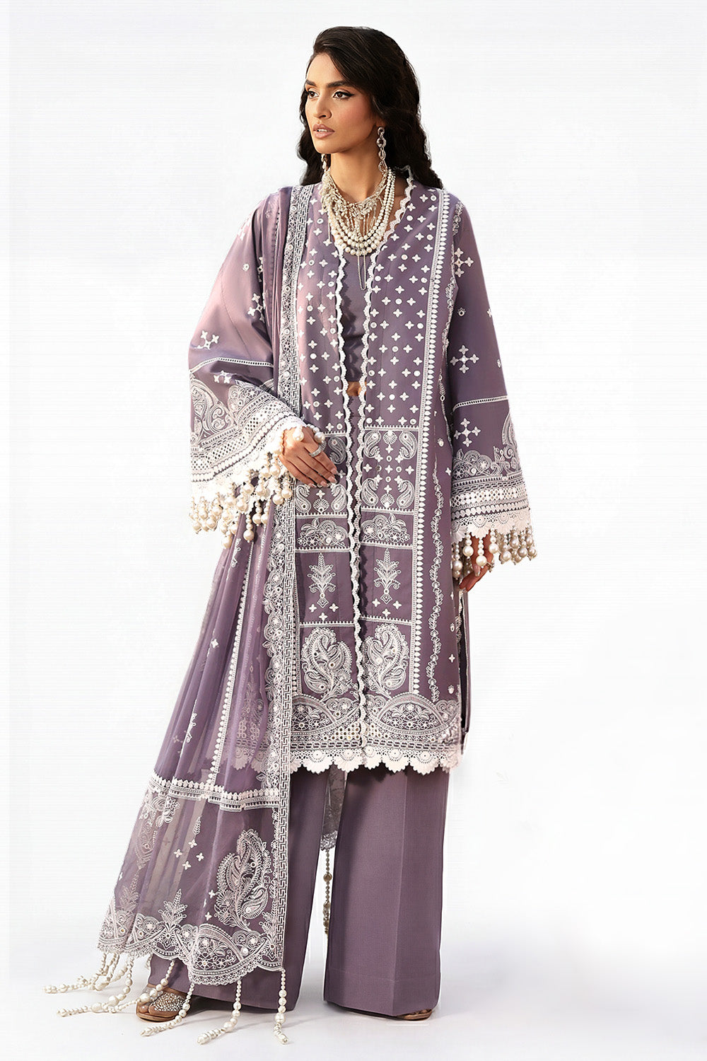 Gul Ahmed 3 Piece Custom Stitched Suit - Purple - LB31193