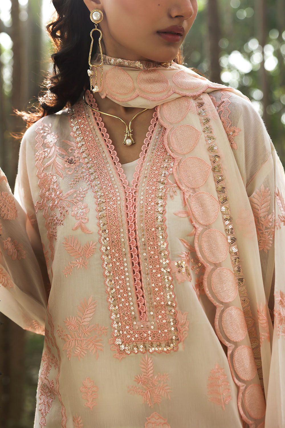 Gul Ahmed 3 Piece Custom Stitched Suit - Beige - LB31188