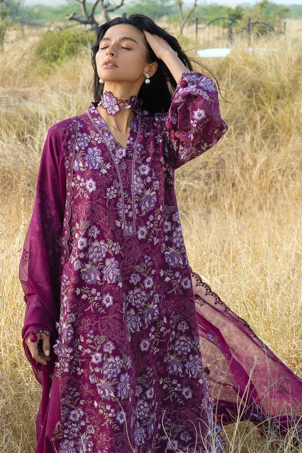 Gul Ahmed 3 Piece Custom Stitched Suit - Purple - LB31183