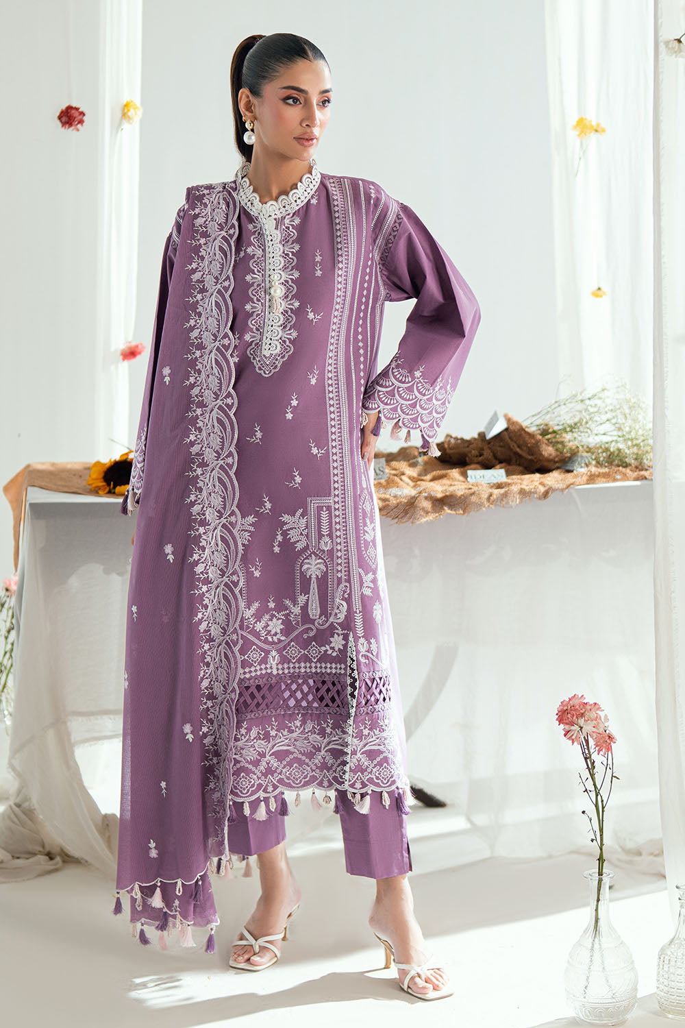 Gul Ahmed 3 Piece Custom Stitched Suit - Purple - LB31201