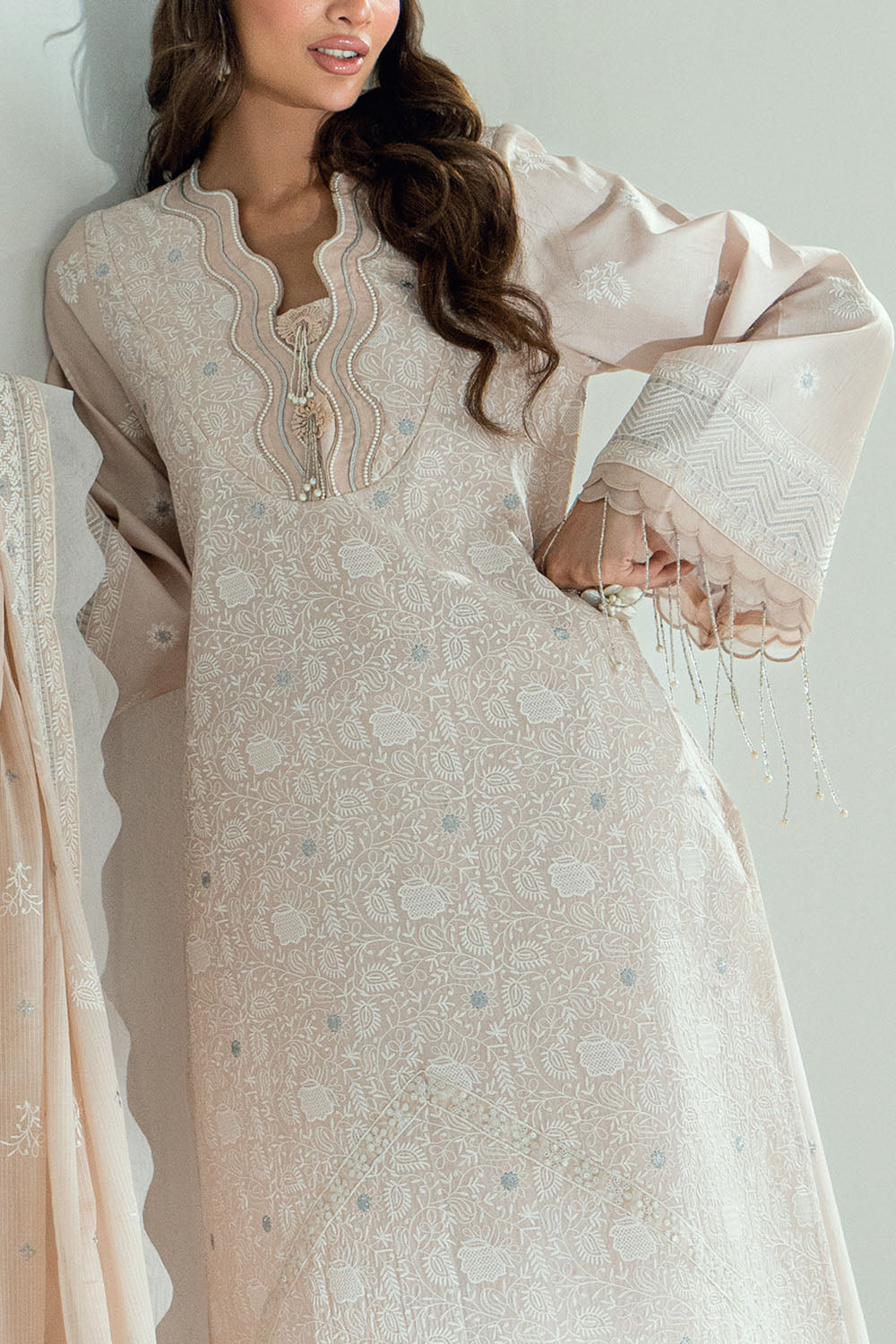 Gul Ahmed 3 Piece Custom Stitched Suit - Beige - LB31207