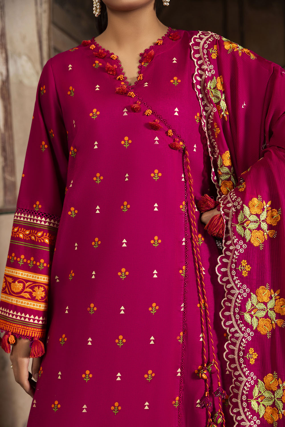 Gul Ahmed 3 Piece Custom Stitched Suit - Pink - LB31195