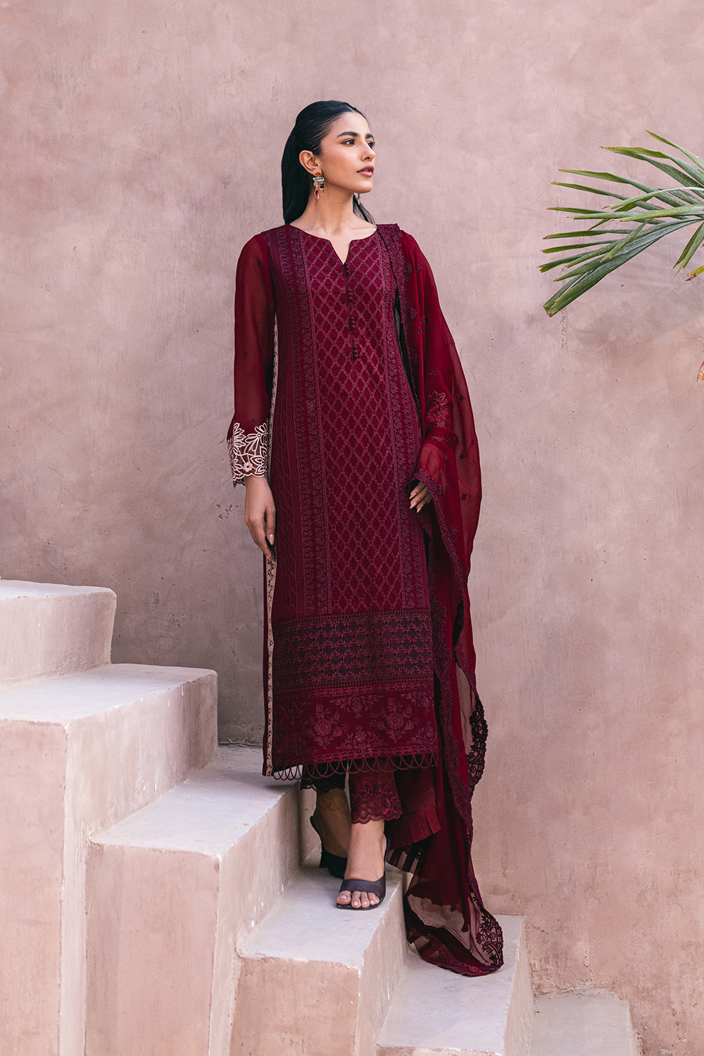 Azure 3 Piece Custom Stitched Suit - Maroon - LB285497