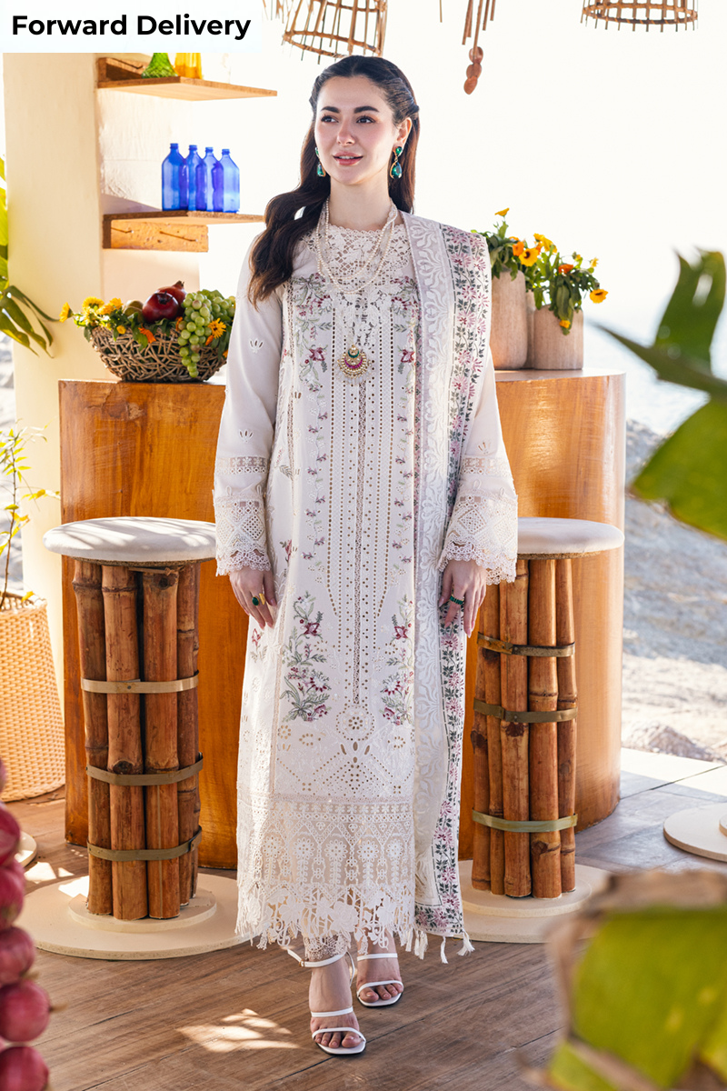 Qalamkar 3 Piece Custom Stitched Suit - Off-White - LB285851