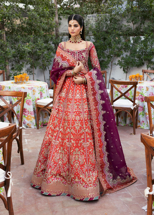 Gulaal 3 Piece Custom Stitched Suit - Orange - LB289120