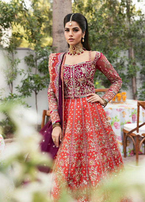 Gulaal 3 Piece Custom Stitched Suit - Orange - LB289120