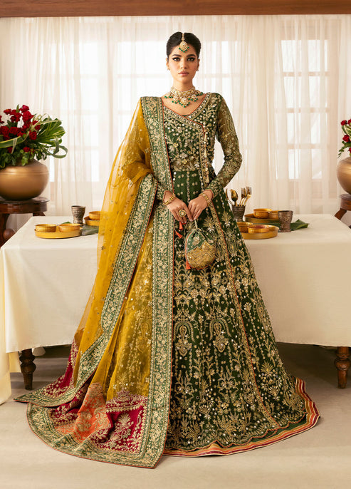 Gulaal 3 Piece Custom Stitched Suit - Green - LB289119