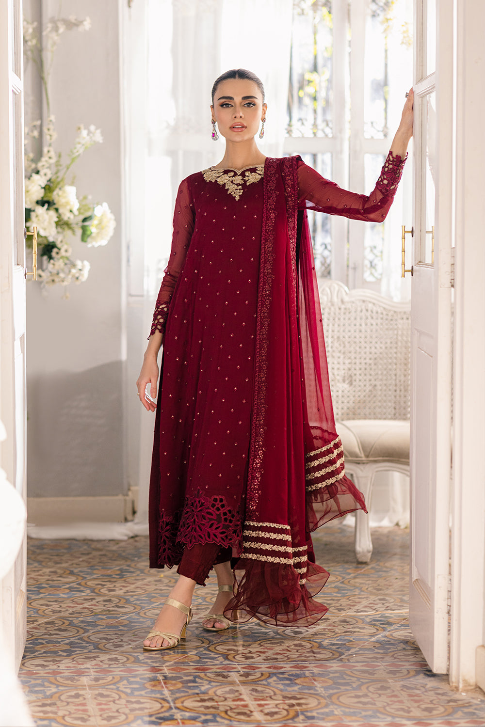 Azure 3 Piece Custom Stitched Suit - Maroon - LB286554